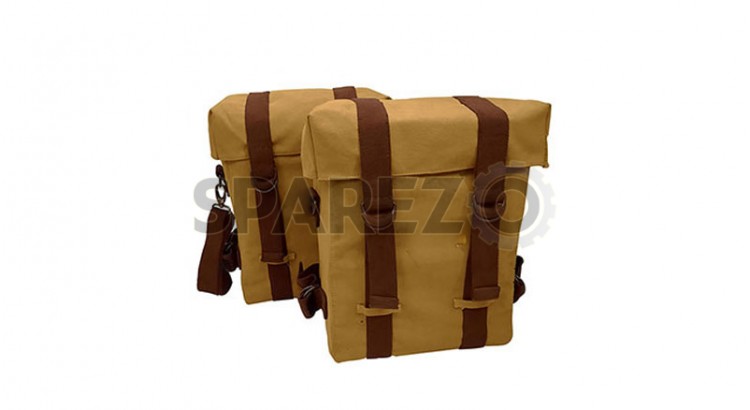 Royal Enfield Classic 350cc 500cc Sand Color Military Pannier Bags - SPAREZO